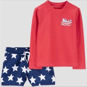 Carters 2T Baby/Kids Swim Set - Red and Blue Star Pattern